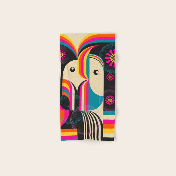 Folk Art Girls Illustration Bath Towel Gallery Image 1
