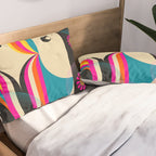 Folk Art Girls Illustration Pillow Sham Gallery Image 2