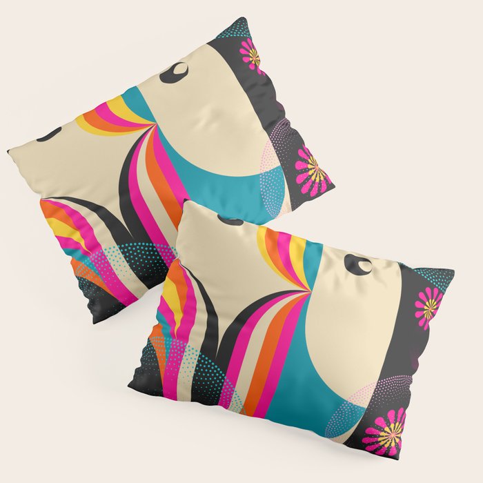 Folk Art Girls Illustration Pillow Sham Gallery Image 3