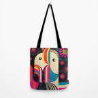 Folk Art Girls Illustration Tote Bag Gallery Image 2
