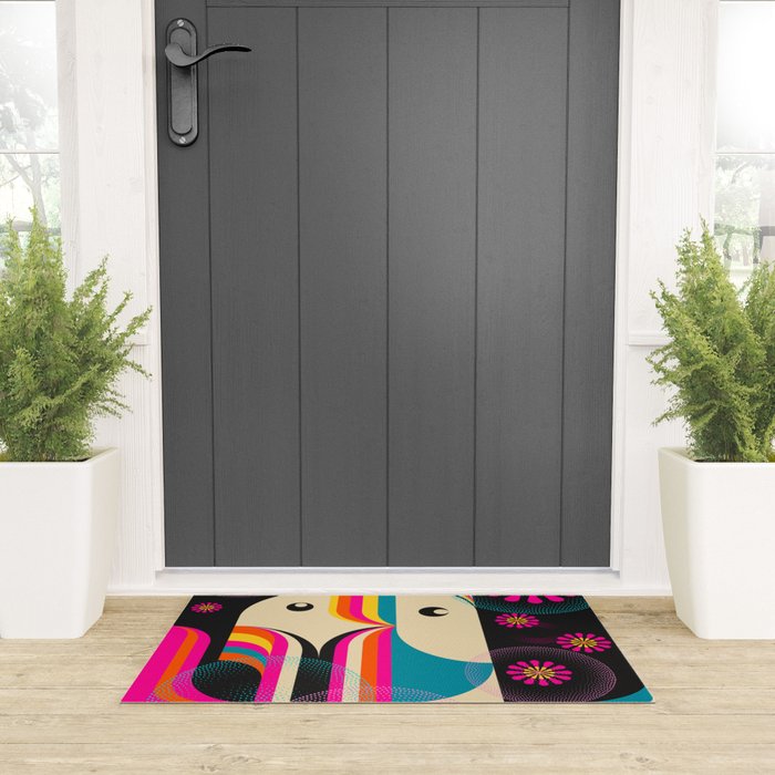 Folk Art Girls Illustration Welcome Mat Gallery Image 3