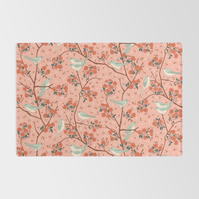 Birds In Cherry Blossom Trees Rug Gallery Image 2