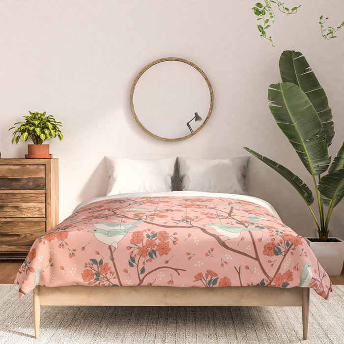 Birds In Cherry Blossom Trees Comforter Gallery Image 3