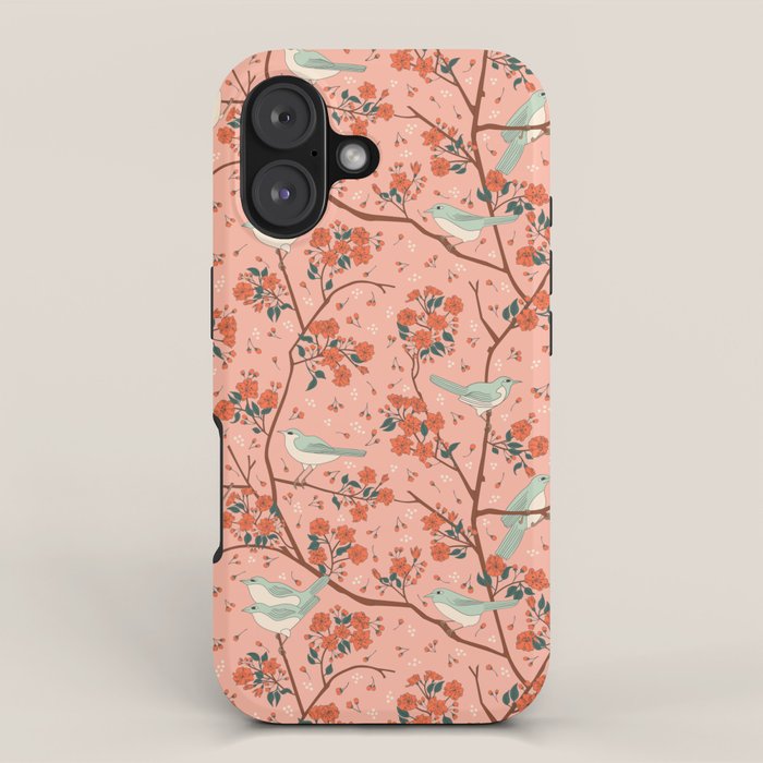 Birds In Cherry Blossom Trees iPhone Case Gallery Image 1