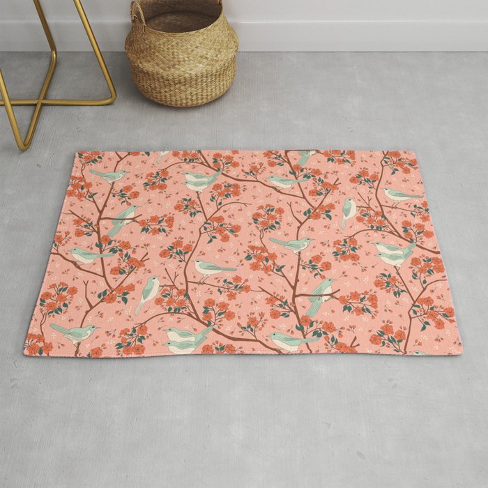 Birds In Cherry Blossom Trees Rug Gallery Image 1