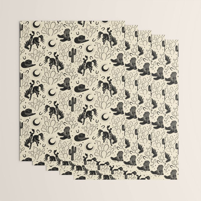 Cowboys and Cacti - cream and black Wrapping Paper Gallery Image 3