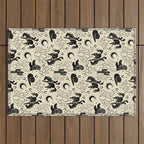 Cowboys and Cacti - cream and black Outdoor Rug Gallery Image 1