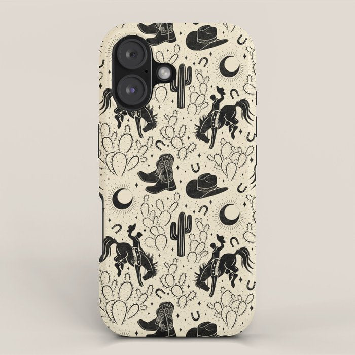 Cowboys and Cacti - cream and black iPhone Case Gallery Image 1