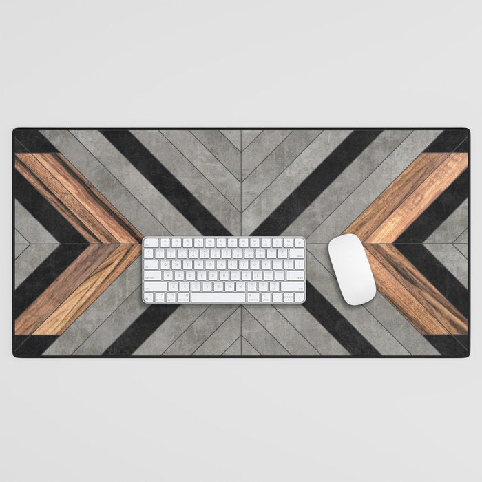 Urban Tribal Pattern No.2 - Concrete and Wood Desk Mat Gallery Image 1