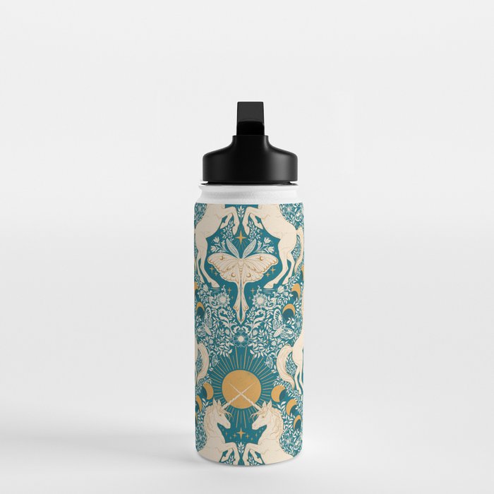 Celestial Unicorns In Turquoise and Gold Water Bottle Gallery Image 3