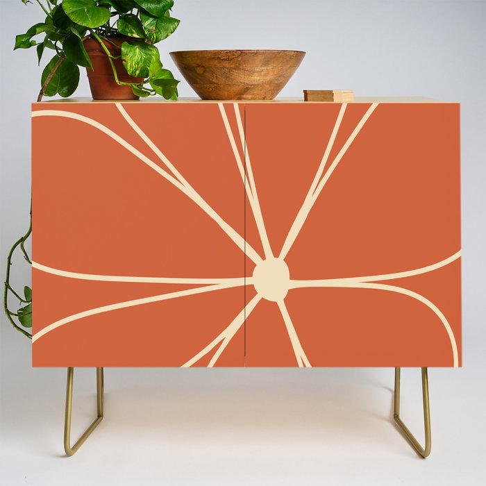 Daisy Line Abstract - Red Credenza Gallery Image 1