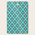 Mid Century Modern Atomic Stars Retro Checkered Starburst Pattern in Teal Blue and Cream Cutting Board Gallery Image 1