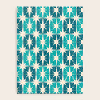 Mid Century Modern Atomic Stars Retro Checkered Starburst Pattern in Teal Blue and Cream Notebook Gallery Image 4