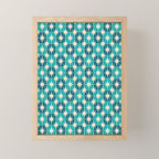 Mid Century Modern Atomic Stars Retro Checkered Starburst Pattern in Teal Blue and Cream Mini Art Print Gallery Image 1