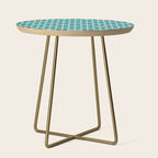 Mid Century Modern Atomic Stars Retro Checkered Starburst Pattern in Teal Blue and Cream Side Table Gallery Image 1