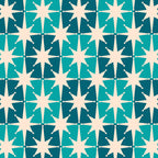 Mid Century Modern Atomic Stars Retro Checkered Starburst Pattern in Teal Blue and Cream Coffee Mug Gallery Image 2