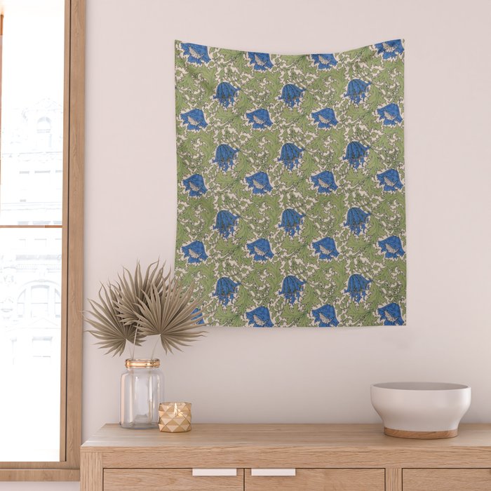 William Morris Blue Anemone  Wall Tapestry Gallery Image 2