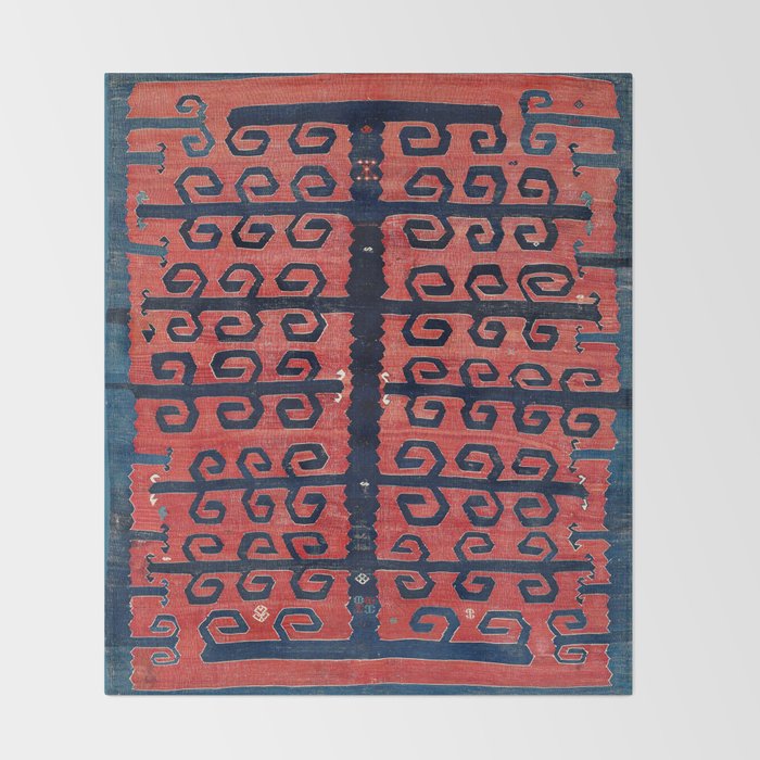 Yüncü  Antique Balikesir Turkish Kilim Print Throw Blanket Gallery Image 2