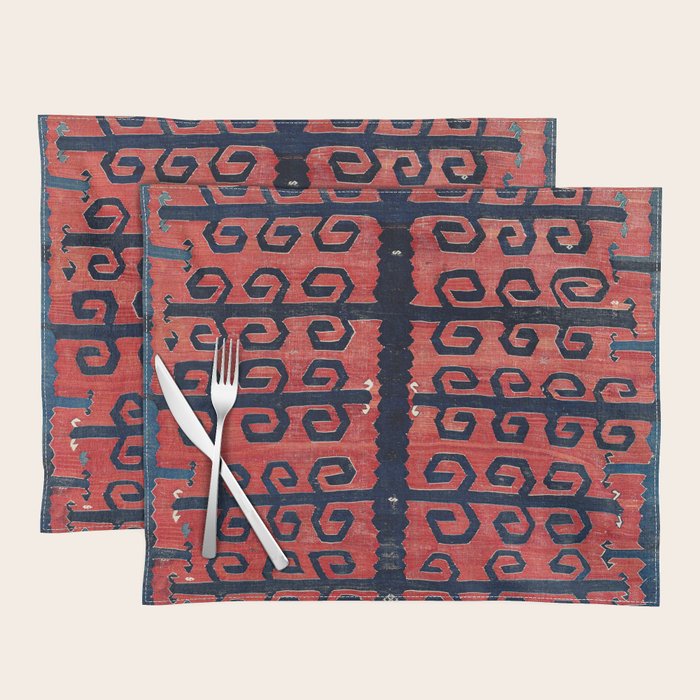 Yüncü  Antique Balikesir Turkish Kilim Print Placemat Gallery Image 1