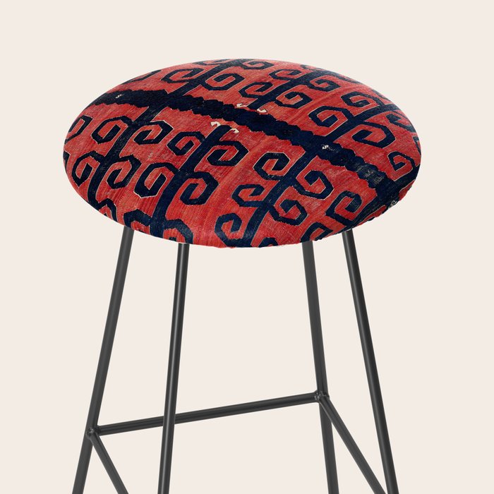 Yüncü  Antique Balikesir Turkish Kilim Print Stool Gallery Image 2