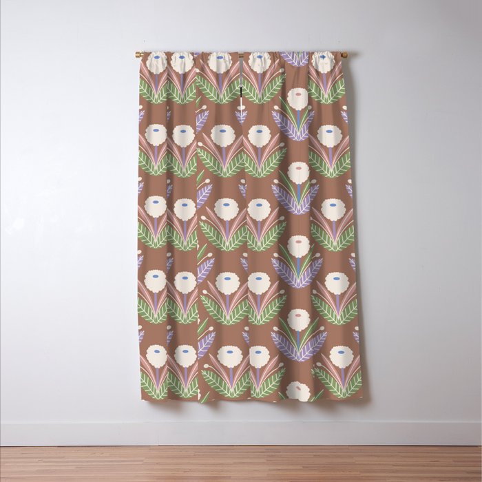 Latte Dahlias Inspired by PANTONE 17 1230 Mocha Mousse Window Curtain Gallery Image 3