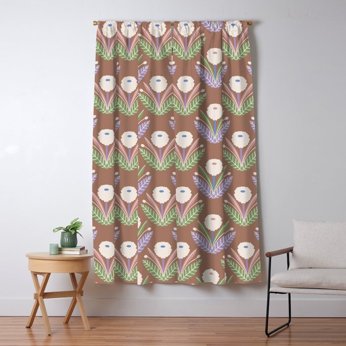 Latte Dahlias Inspired by PANTONE 17 1230 Mocha Mousse Window Curtain Gallery Image 5