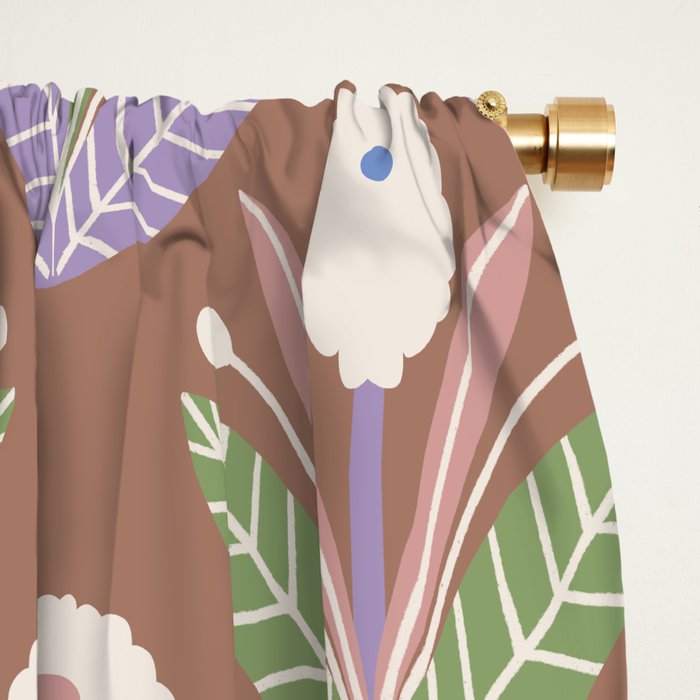 Latte Dahlias Inspired by PANTONE 17 1230 Mocha Mousse Window Curtain Gallery Image 2