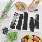 Stripes Black & White Minimalist Abstract Mid century Ink Art Dark Brush Strokes Cutting Board Gallery Image 2