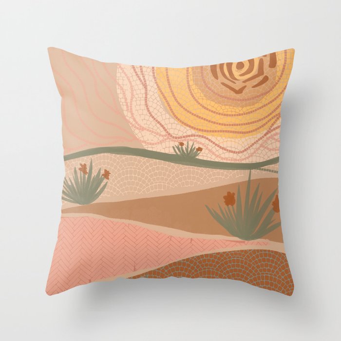 Rosy Sun and Hills Throw Pillow Gallery Image 1