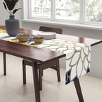 Dahlia Floral Blooms in Navy, Yellow, Gold and White Table Runner Gallery Image 2