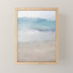 Beach Dream I - Light Aqua Blue Ocean Shore Waves Horizon Sandy Beige Abstract Ocean Painting Mini Art Print Gallery Image 1
