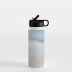 Beach Dream I - Light Aqua Blue Ocean Shore Waves Horizon Sandy Beige Abstract Ocean Painting Water Bottle Gallery Image 1