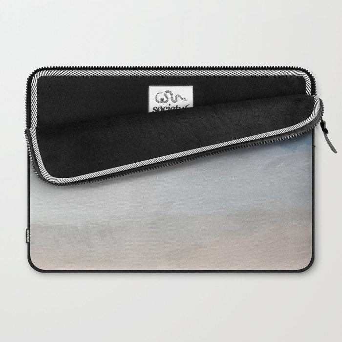 Beach Dream I - Light Aqua Blue Ocean Shore Waves Horizon Sandy Beige Abstract Ocean Painting Laptop Sleeve Gallery Image 2