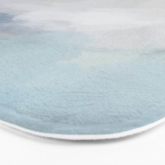 Beach Dream I - Light Aqua Blue Ocean Shore Waves Horizon Sandy Beige Abstract Ocean Painting Bath Mat Gallery Image 3