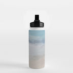 Beach Dream I - Light Aqua Blue Ocean Shore Waves Horizon Sandy Beige Abstract Ocean Painting Water Bottle Gallery Image 2