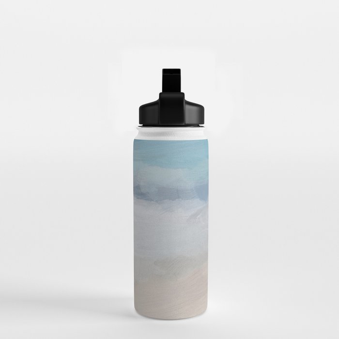 Beach Dream I - Light Aqua Blue Ocean Shore Waves Horizon Sandy Beige Abstract Ocean Painting Water Bottle Gallery Image 2