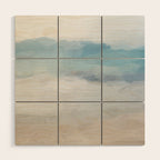 Beach Dream I - Light Aqua Blue Ocean Shore Waves Horizon Sandy Beige Abstract Ocean Painting Wood Wall Art Gallery Image 1