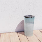 Beach Dream I - Light Aqua Blue Ocean Shore Waves Horizon Sandy Beige Abstract Ocean Painting Travel Mug Gallery Image 4