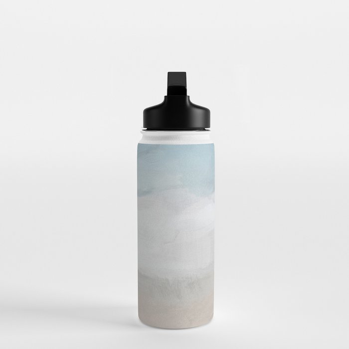 Beach Dream I - Light Aqua Blue Ocean Shore Waves Horizon Sandy Beige Abstract Ocean Painting Water Bottle Gallery Image 3