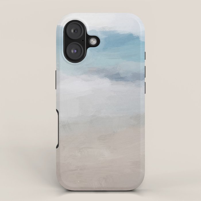 Beach Dream I - Light Aqua Blue Ocean Shore Waves Horizon Sandy Beige Abstract Ocean Painting iPhone Case Gallery Image 1