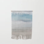 Beach Dream I - Light Aqua Blue Ocean Shore Waves Horizon Sandy Beige Abstract Ocean Painting Wall Hanging Gallery Image 1