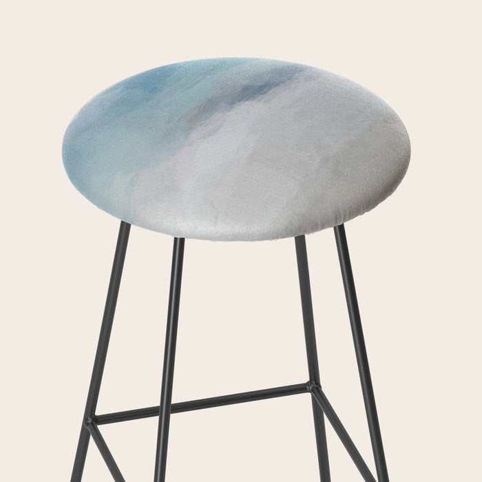 Beach Dream I - Light Aqua Blue Ocean Shore Waves Horizon Sandy Beige Abstract Ocean Painting Stool Gallery Image 2