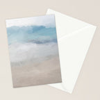Beach Dream I - Light Aqua Blue Ocean Shore Waves Horizon Sandy Beige Abstract Ocean Painting Stationery Card Gallery Image 2