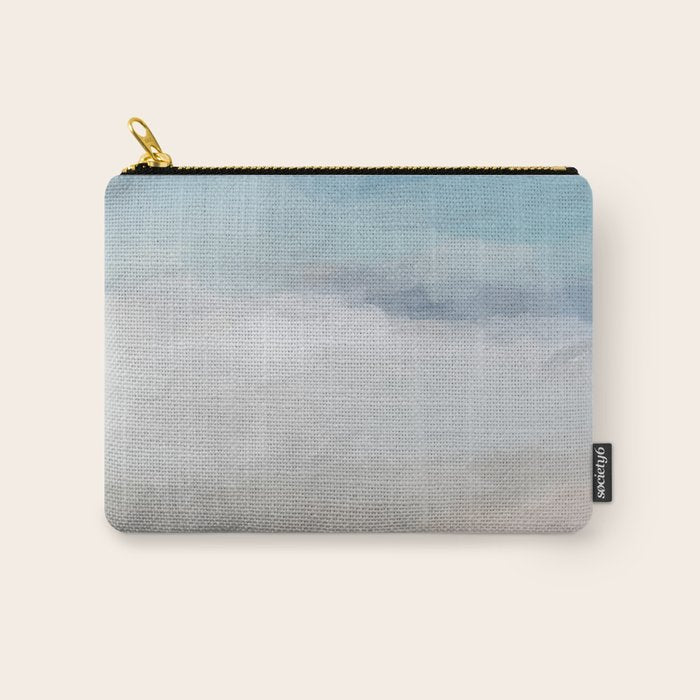 Beach Dream I - Light Aqua Blue Ocean Shore Waves Horizon Sandy Beige Abstract Ocean Painting Carry All Pouch Gallery Image 1
