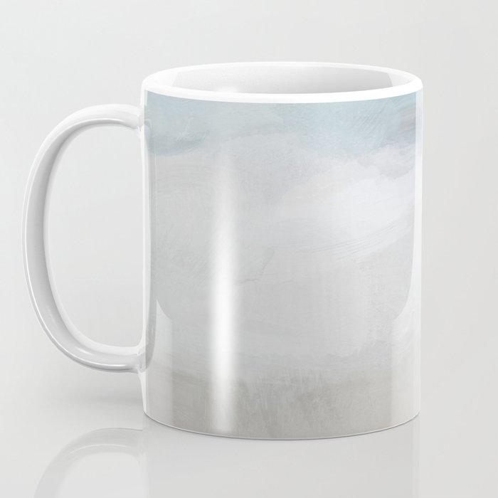 Beach Dream I - Light Aqua Blue Ocean Shore Waves Horizon Sandy Beige Abstract Ocean Painting Coffee Mug Gallery Image 3