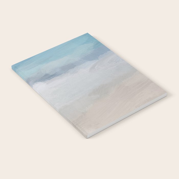 Beach Dream I - Light Aqua Blue Ocean Shore Waves Horizon Sandy Beige Abstract Ocean Painting Notebook Gallery Image 2
