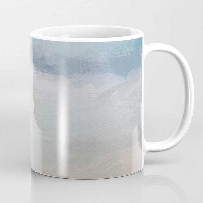 Beach Dream I - Light Aqua Blue Ocean Shore Waves Horizon Sandy Beige Abstract Ocean Painting Coffee Mug Gallery Image 1