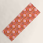 Checkered Sliced Citrus Fruit in Red & Peach Pink Yoga Mat Gallery Image 1