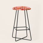 Checkered Sliced Citrus Fruit in Red & Peach Pink Stool Gallery Image 1