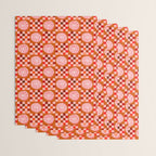 Checkered Sliced Citrus Fruit in Red & Peach Pink Wrapping Paper Gallery Image 3